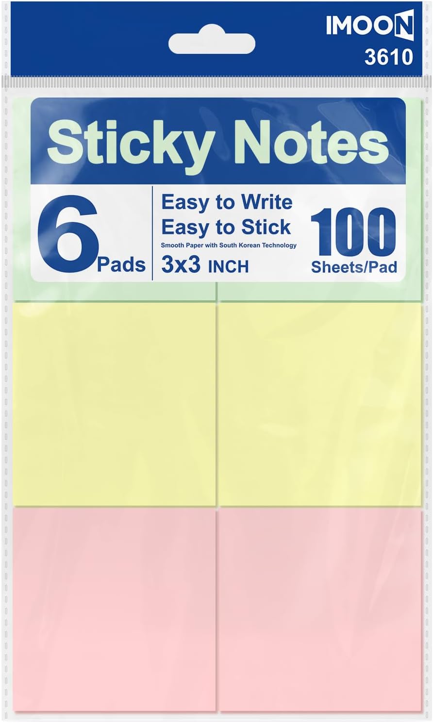 Sticky Notes, 6 Pads (100 Sheets Each) – Premium Smooth Adhesive Notes in Pastel Colors – Easy to Stick, Remove & Reposition – Ideal for Office, School, and Home Use
