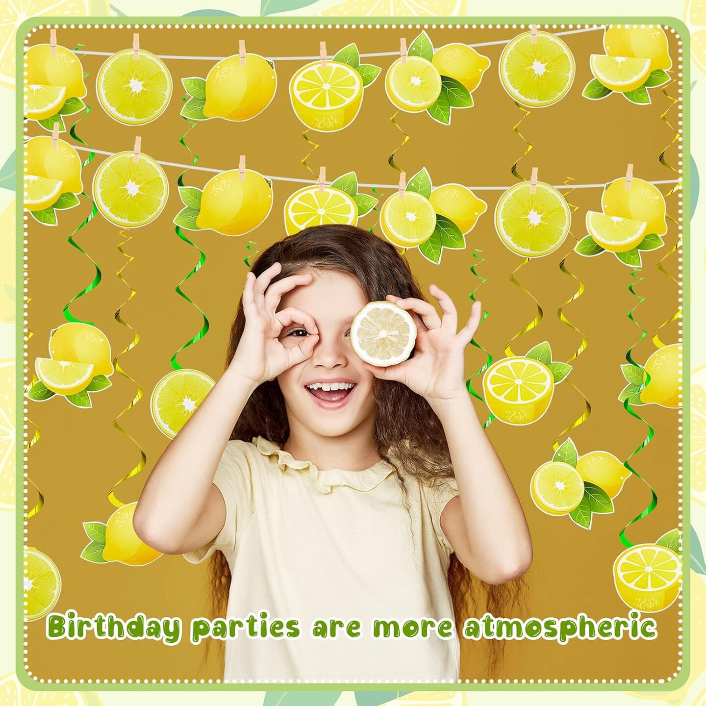22 Pcs Lemon Party Summer Decorations Include 2 Lemon Banner 20 Hanging Lemons Swirls Citrus Lemonade Decorations for Summer Theme Birthday Party Baby Shower Decoration Photo Props