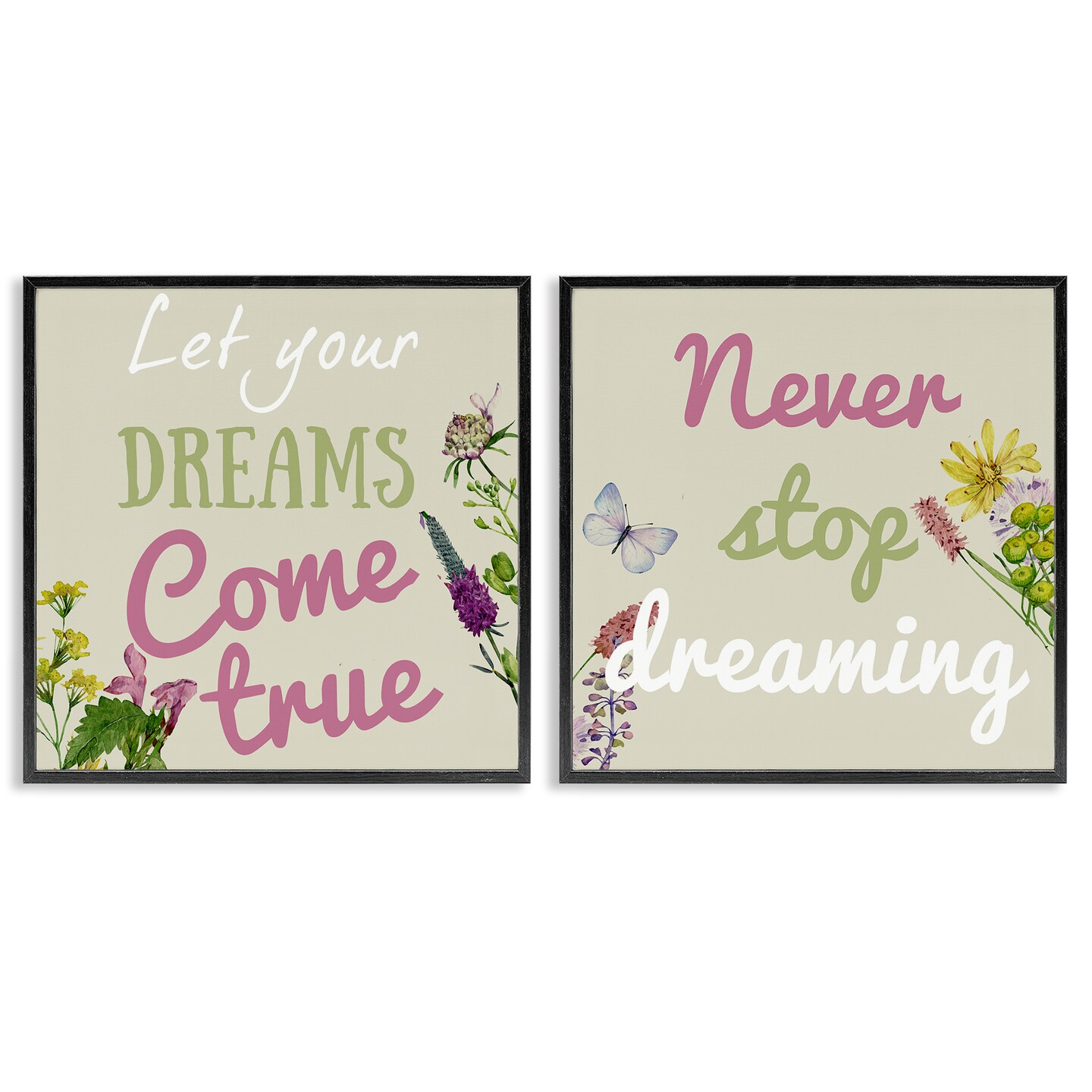 Stupell Industries Motivational Dream Sentiments 2pc Framed Giclee Set Design by Kim Allen