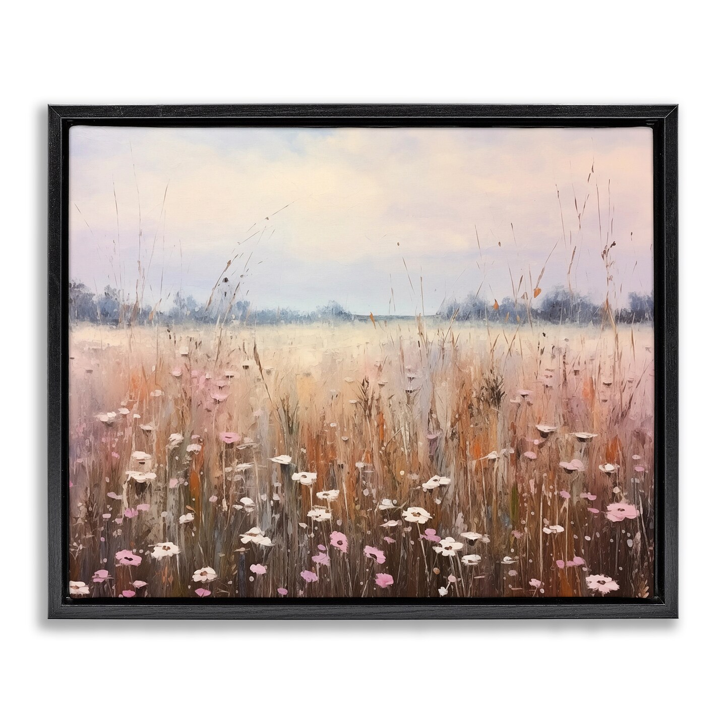 Stupell Industries Neutral Tone Wildflower Field Floating Frame Design by Arlington Prints
