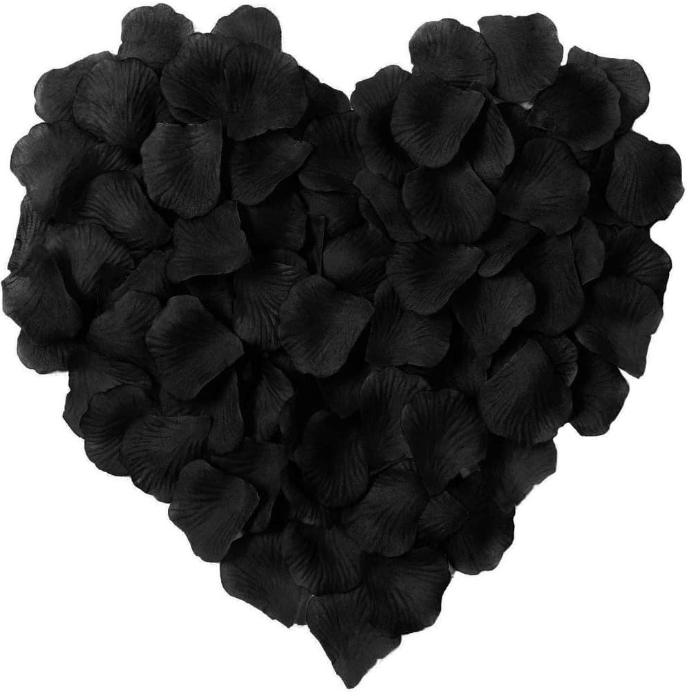 1000 Pieces Black Artificial Silk Rose Petals Flower Decoration Wedding Party Color Black