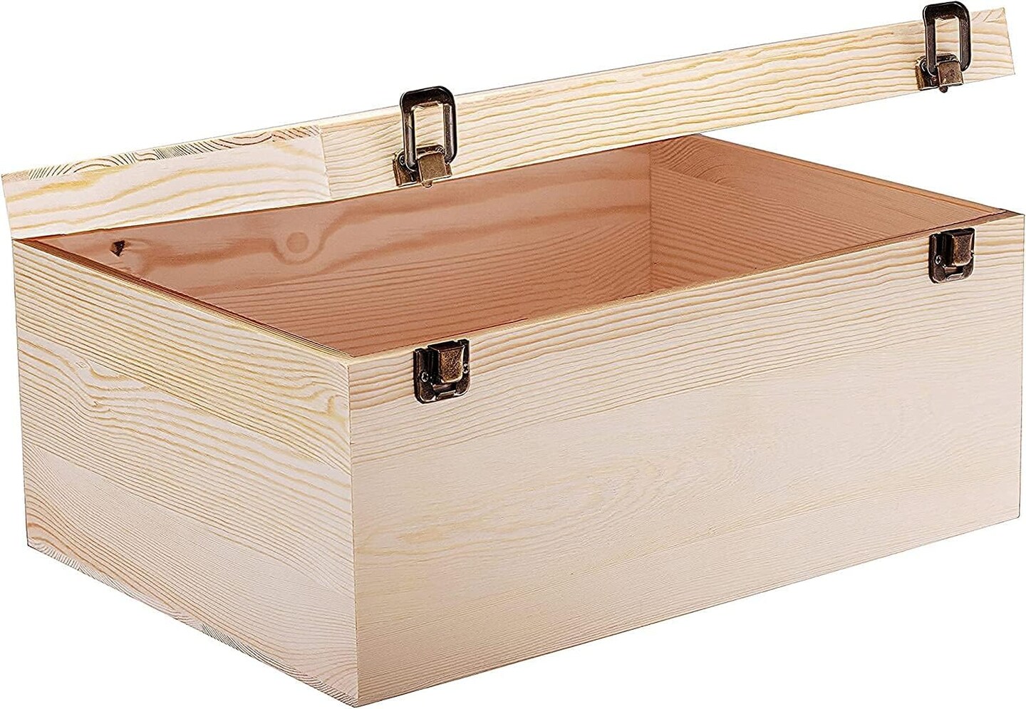 14" x 10" x 6.5"- Large Wooden Box with Hinged Lid - Unfinished Wood Box - Pine Wood Boxes for Crafts - Wooden Storage Box - DIY Memory Box - Wooden Keepsake Box
