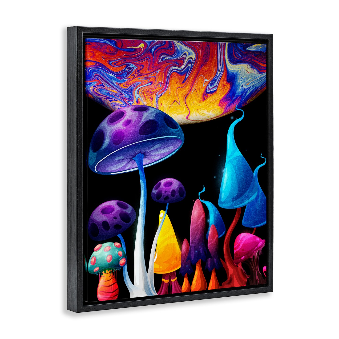 Stupell Industries Whimsical Mushrooms in Space Floating Frame Design by Kim Allen