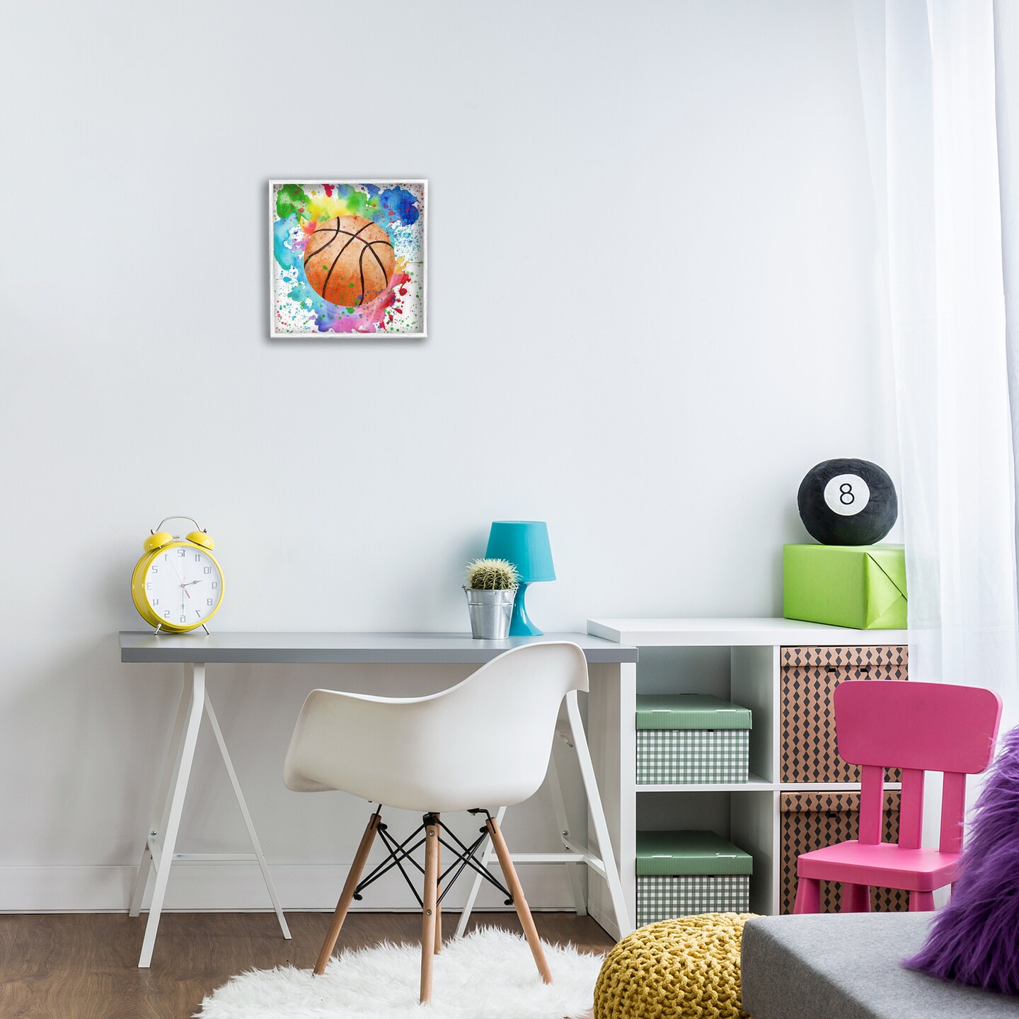 Stupell Industries Basketball with Bright Splash Framed Giclee Design by Kim Allen