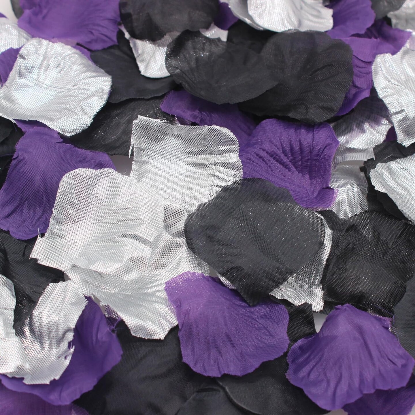 900 PCS Black Dark Purple Silver Artificial Flower Rose Petals Confetti Wednesday Party Table Scatters Girls Women Birthday Wedding