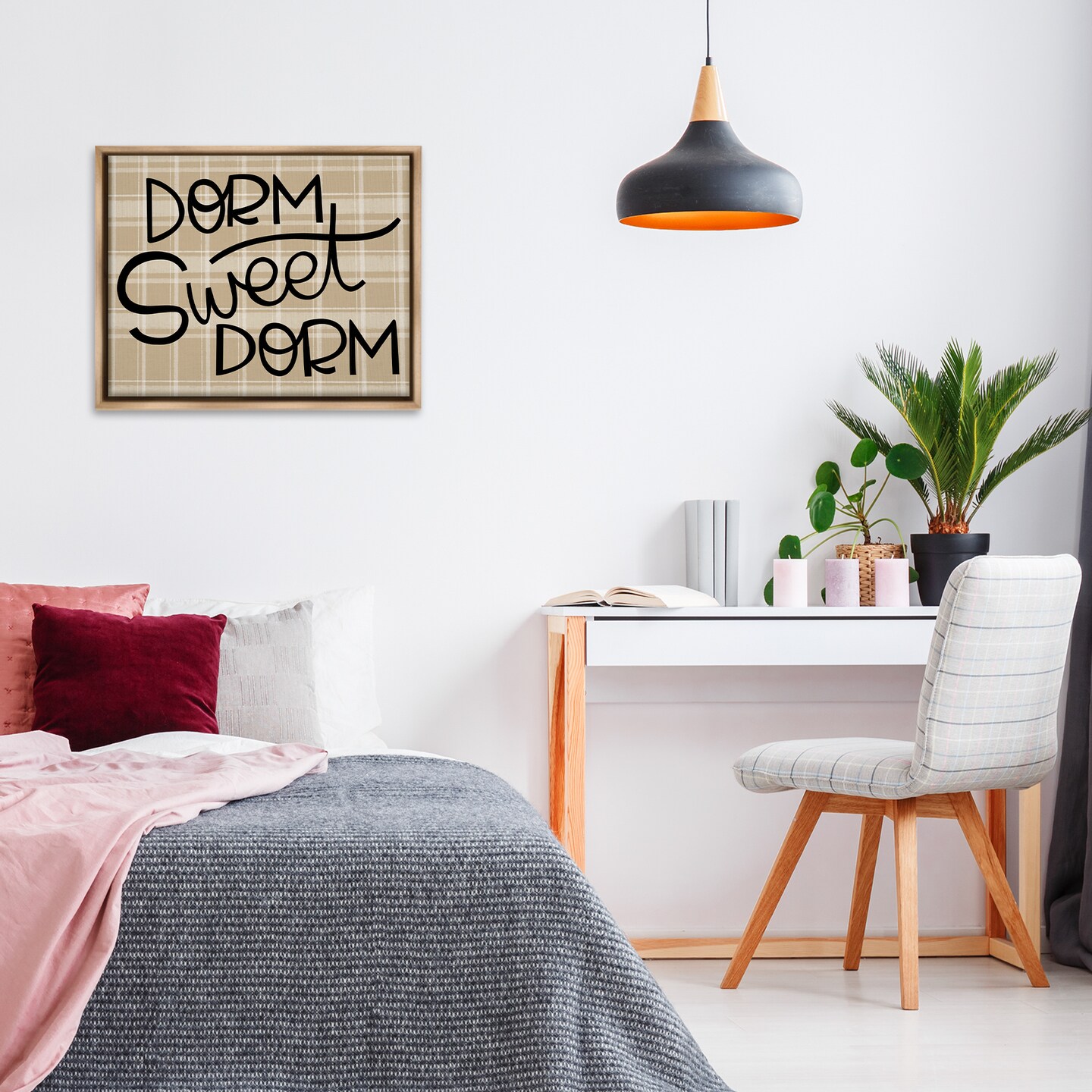 Stupell Industries Sweet Dorm on Plaid Floating Frame Design by Mandy Ford Art + Illustration