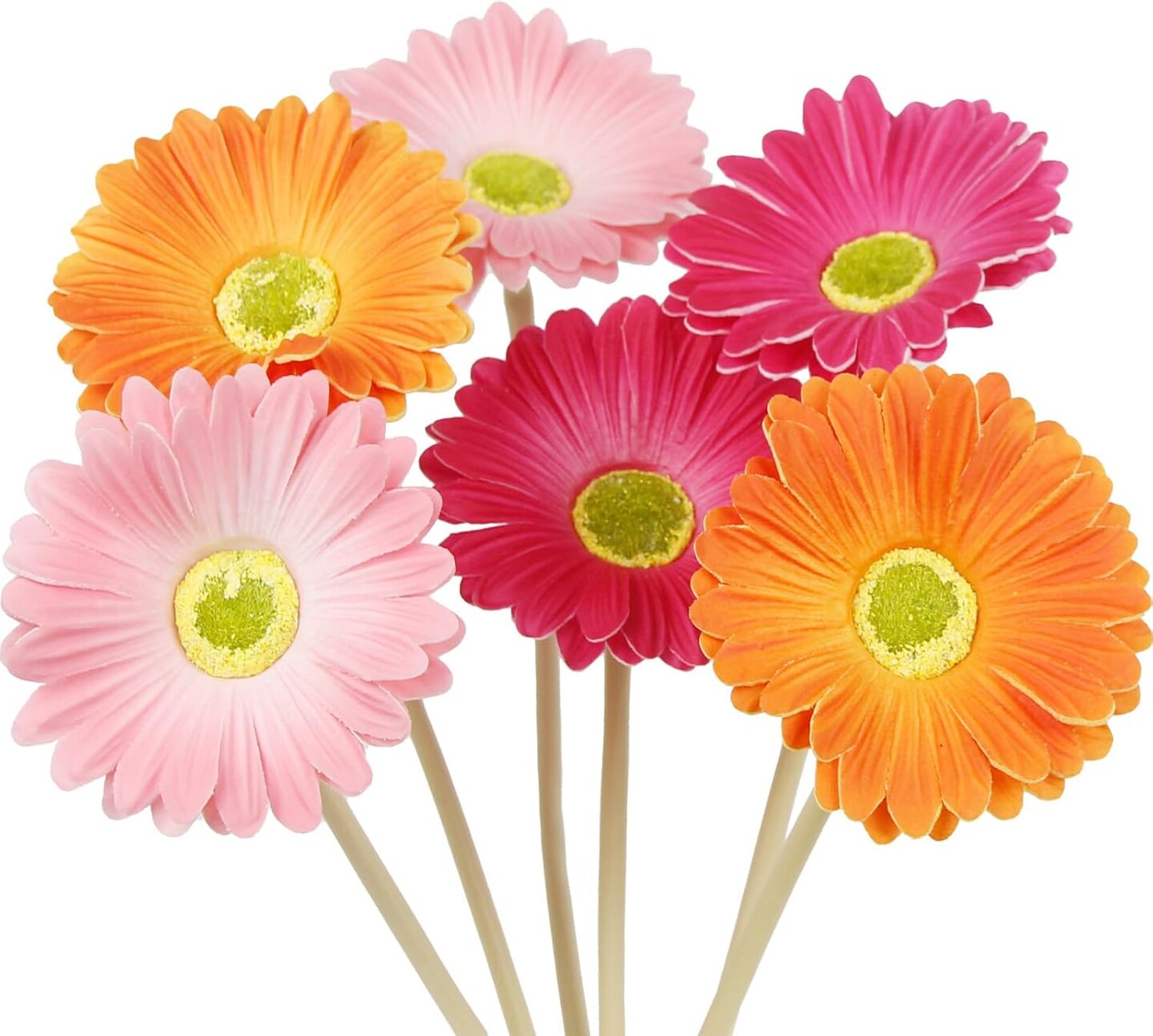 6 Pcs Artificial Summer Tabletop Decor Gerbera Daisies Flowers Artificial Daisy Bouquet Fake Daisy Stems Faux Flowers Bulk Artificial Flowers Wildflowers Silk Flowers for Wedding Bridal Bouquet Party Home Kitchen