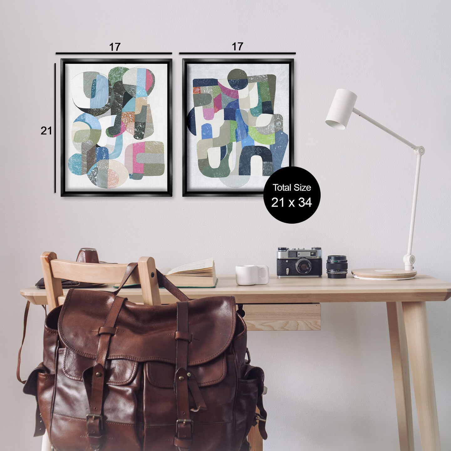 Stupell Industries Retro Pastel Geometrics 2pc Floating Frame Set Design by Coco Good