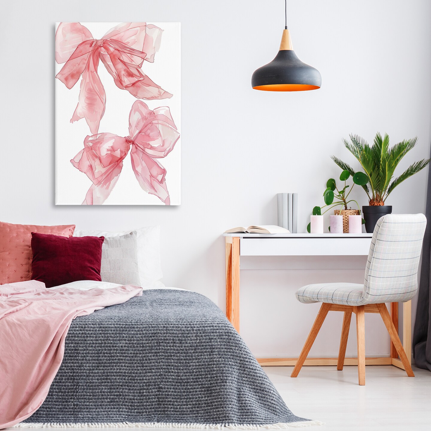 Stupell Industries Sheer Pastel Pink Bows Canvas Design by LSR Design Studio