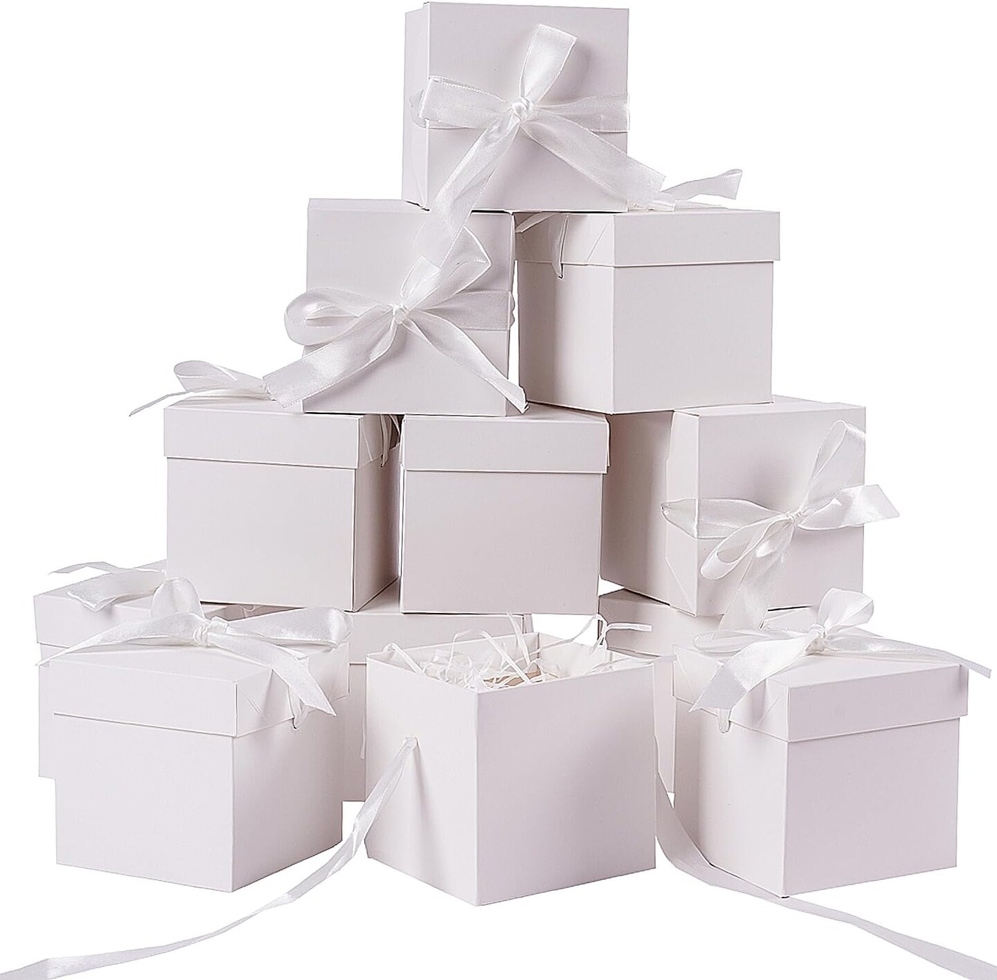 12Pack Small Gift Boxes with Lids, White Gift Boxes with Ribbon for Birthday, Present Packing, Party Favor, Candle Boxes, Treat Boxes, Wedding.