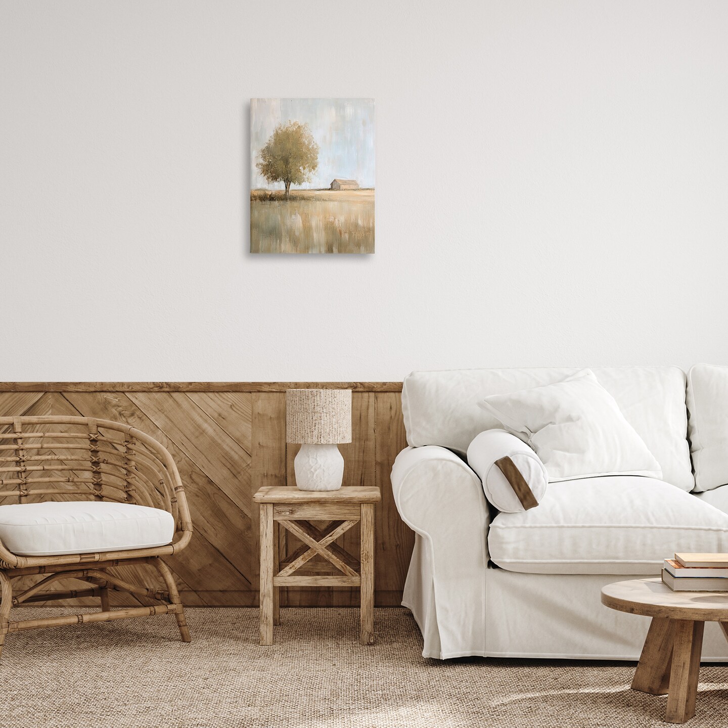 Stupell Industries Distant Barn and Lone Tree Canvas Design by Petal Prints Design