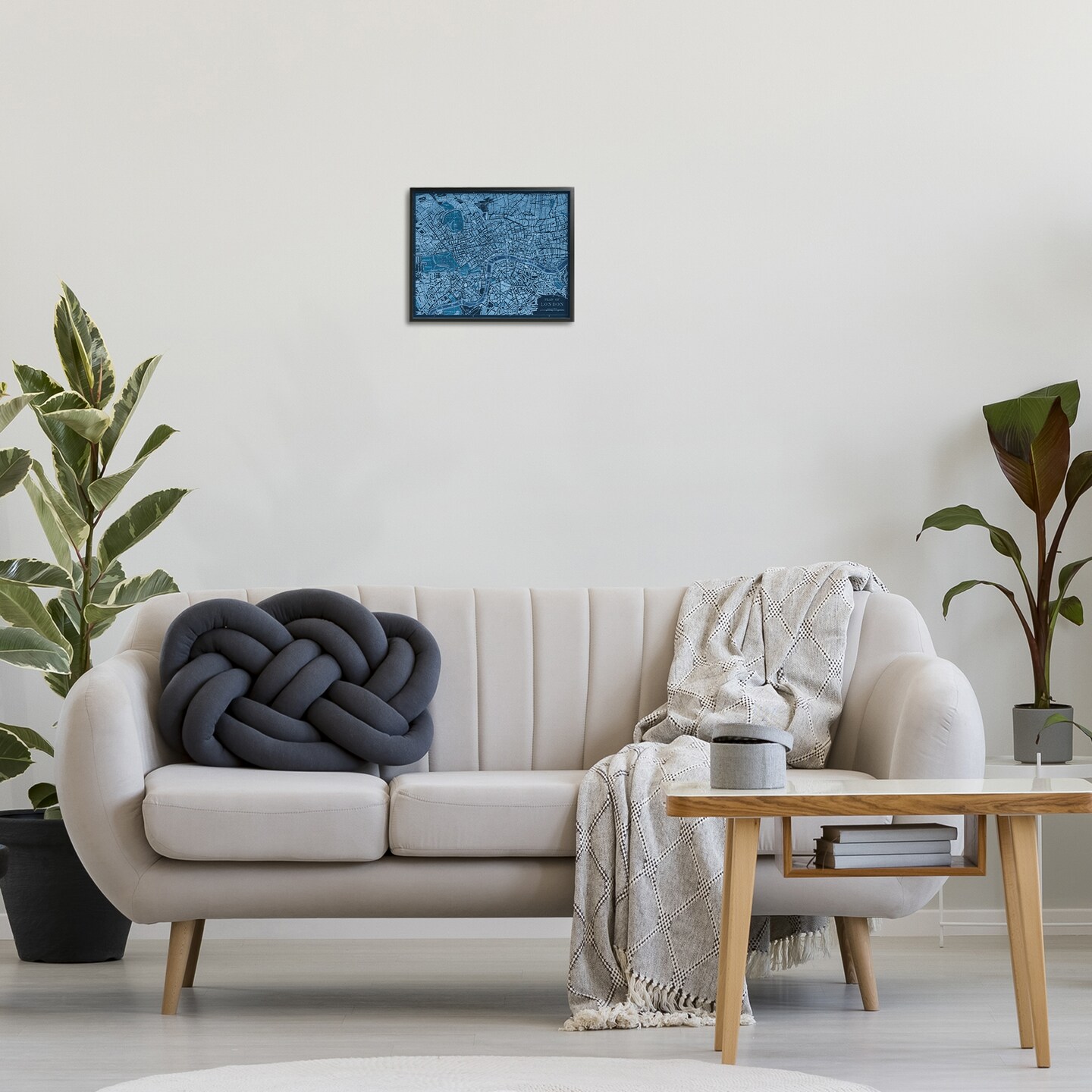 Stupell Industries Blue Detailed London Map Framed Giclee Design by Phillipa Katz