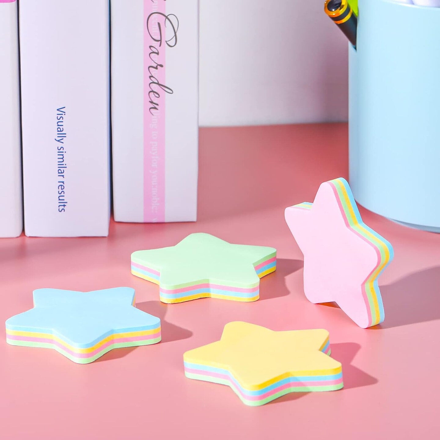 6 Pack Star Shape Sticky Notes 3 x 3 Inch Adhesive Self Stick Pads Easy to Post for Home Office Business Notebook 4 Colors 100 Sheets/Pad