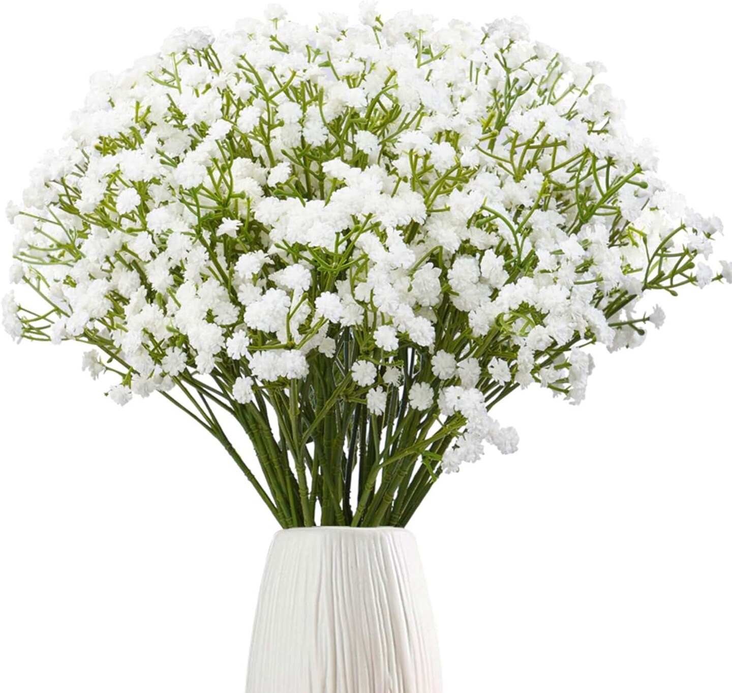 24Pcs Babys Breath Artificial Flowers, Fake Baby Breath Flowers Artificial Bulk White Faux Gypsophila Real Touch Flowers for Outdoors Wedding DIY Bouquet Arrangement Party Home Decor