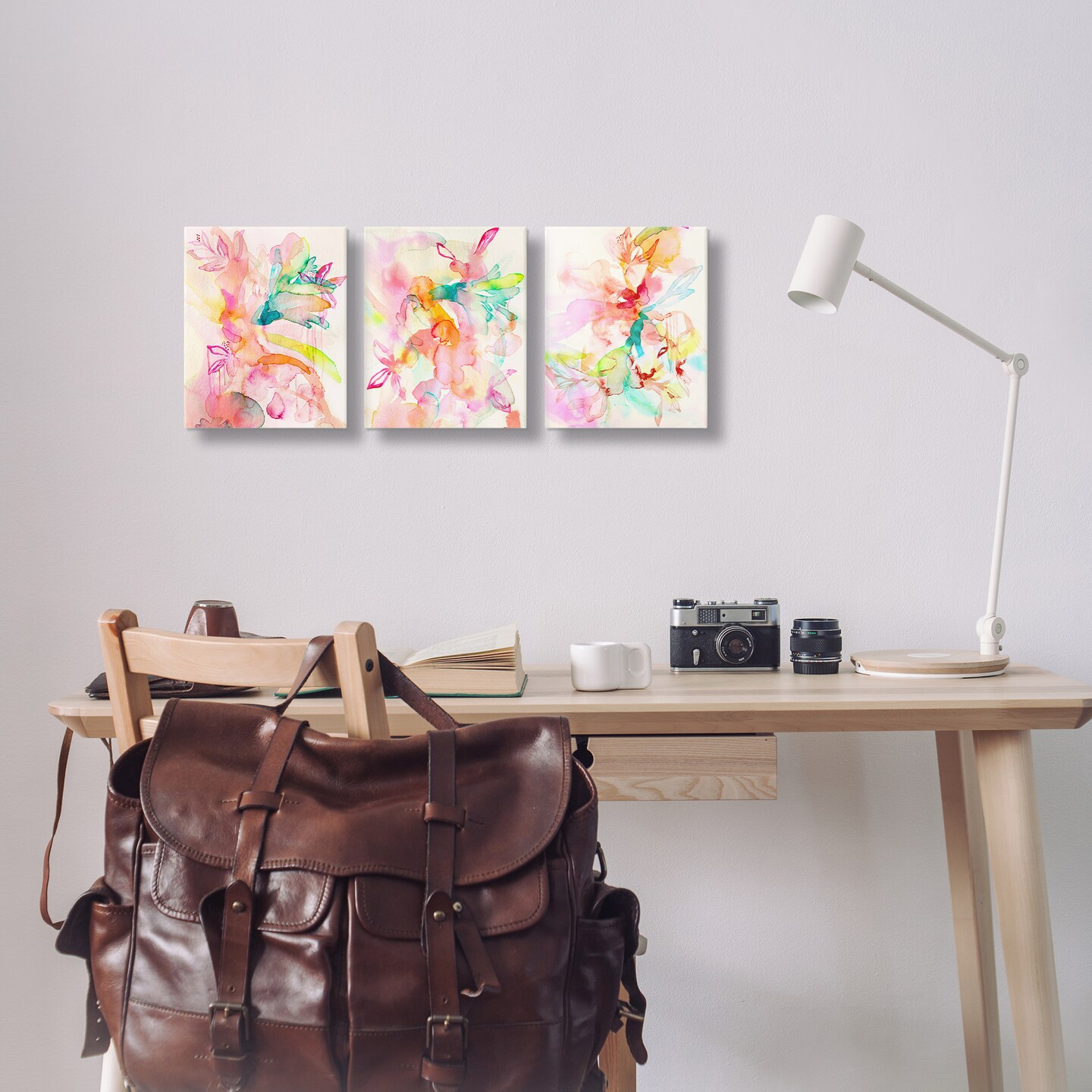 Stupell Industries Abstract Florals &#x26; Paint Drip 3pc Canvas Set Design by Gemma Bardot