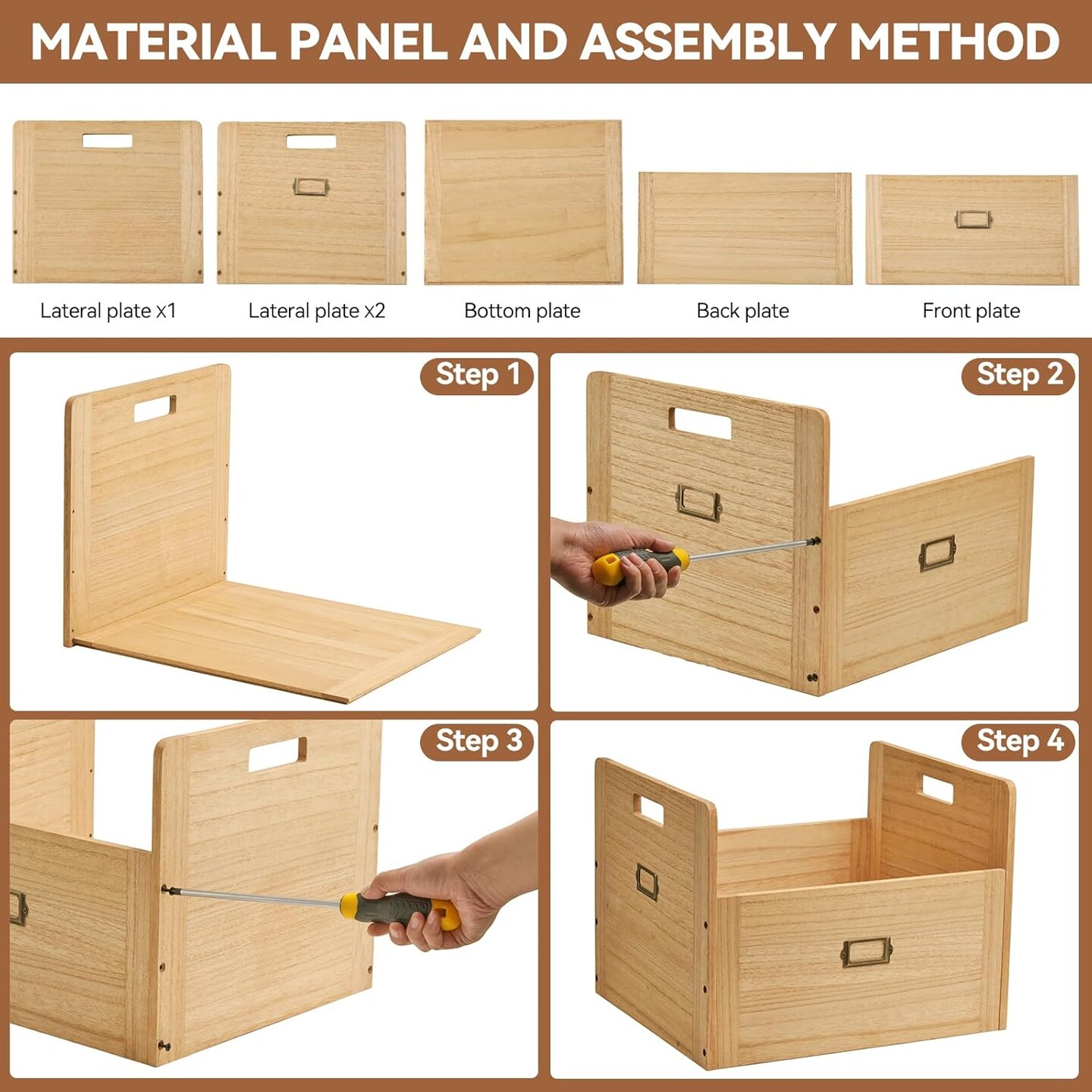 Wooden Vinyl Record Storage Box Storage Crate Box for LP Hold Up to 80 Records Natural