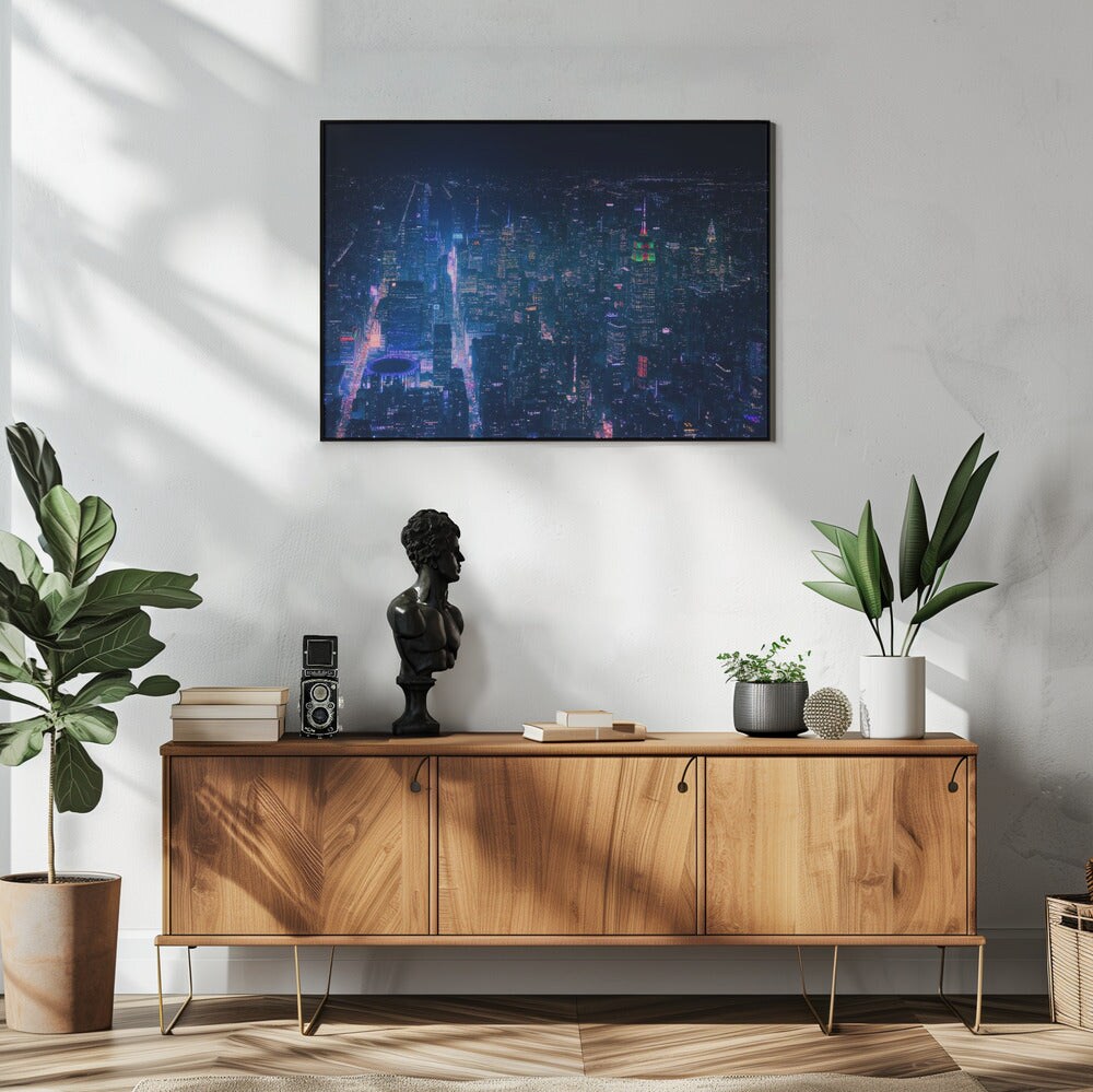 NYC Neon Noir - Javier de la Torre 24x36 Black Framed Art | Home or Office Art