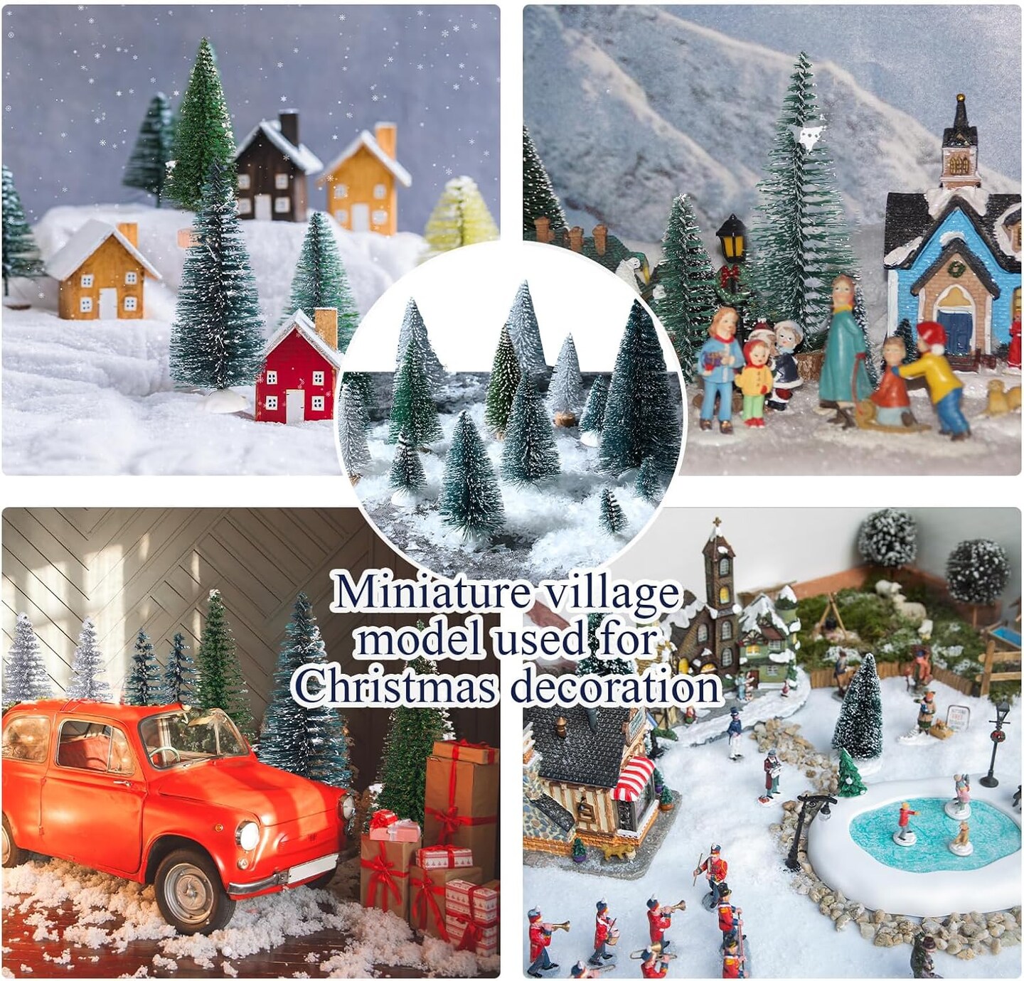 28 Pcs Mini Christmas Bottle Brush Trees 1.6''-5.3'' Artificial Tiny Sisal Snow Trees Miniature Christmas Village Trees Diorama Trees