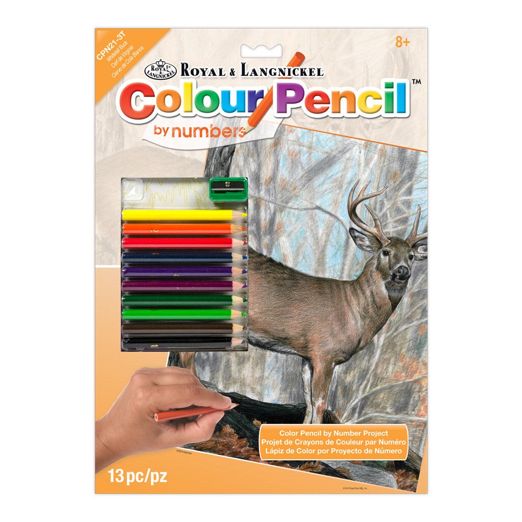CPN21 | Colour Pencil by numbers™ 13pc 8.75" x 11.75" Whitetail Buck Project