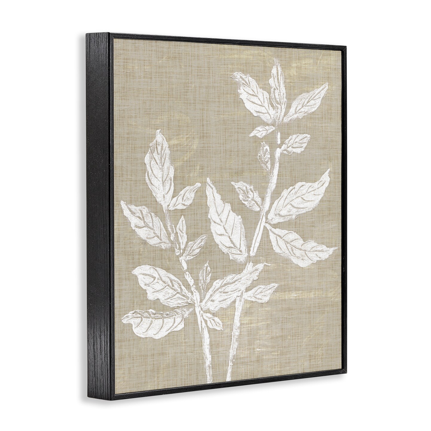 Stupell Industries Boho Leaves on Natural Pattern Framed Giclee Design by Melissa Wang
