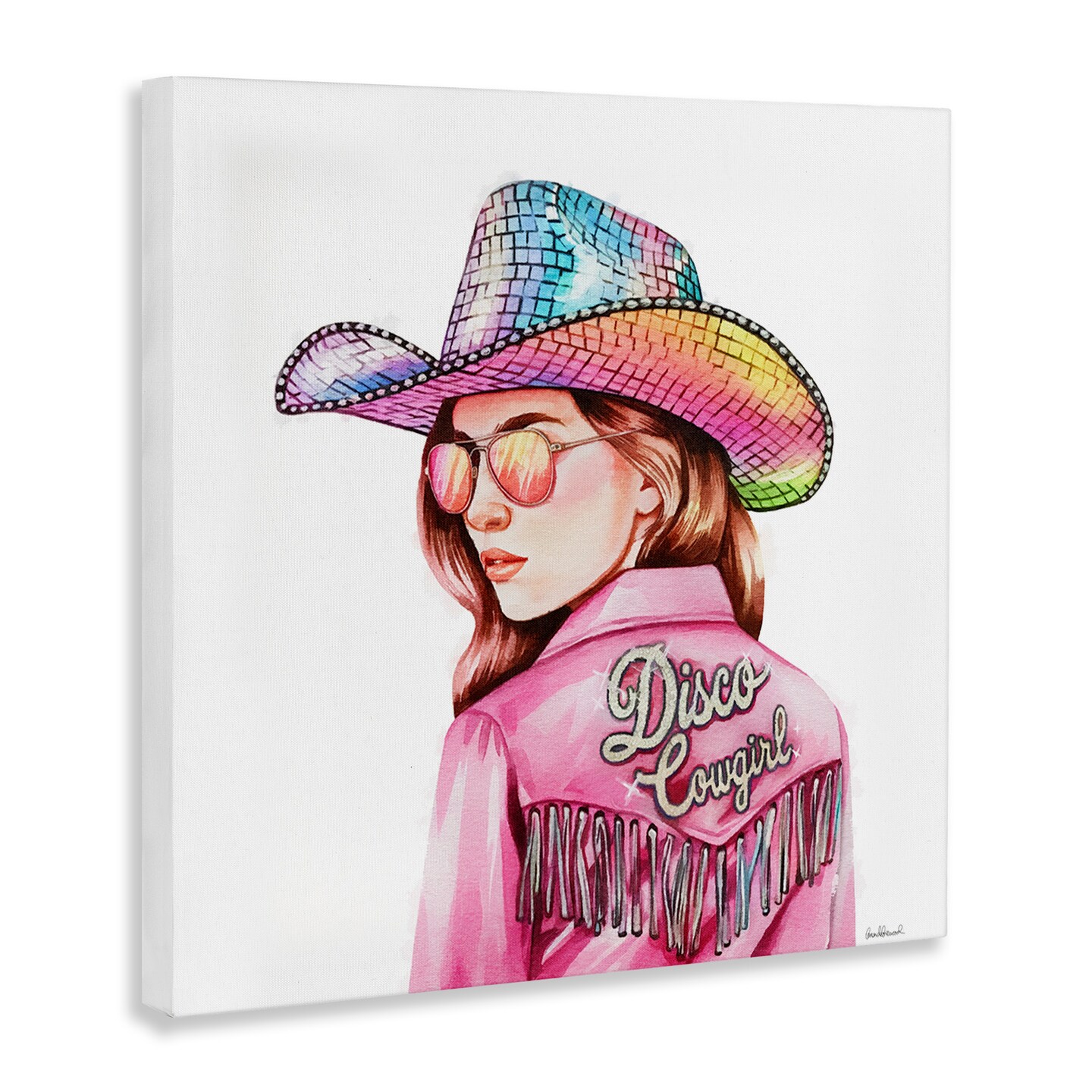 Stupell Industries Pink Disco Cowgirl Canvas Design by Amanda Greenwood