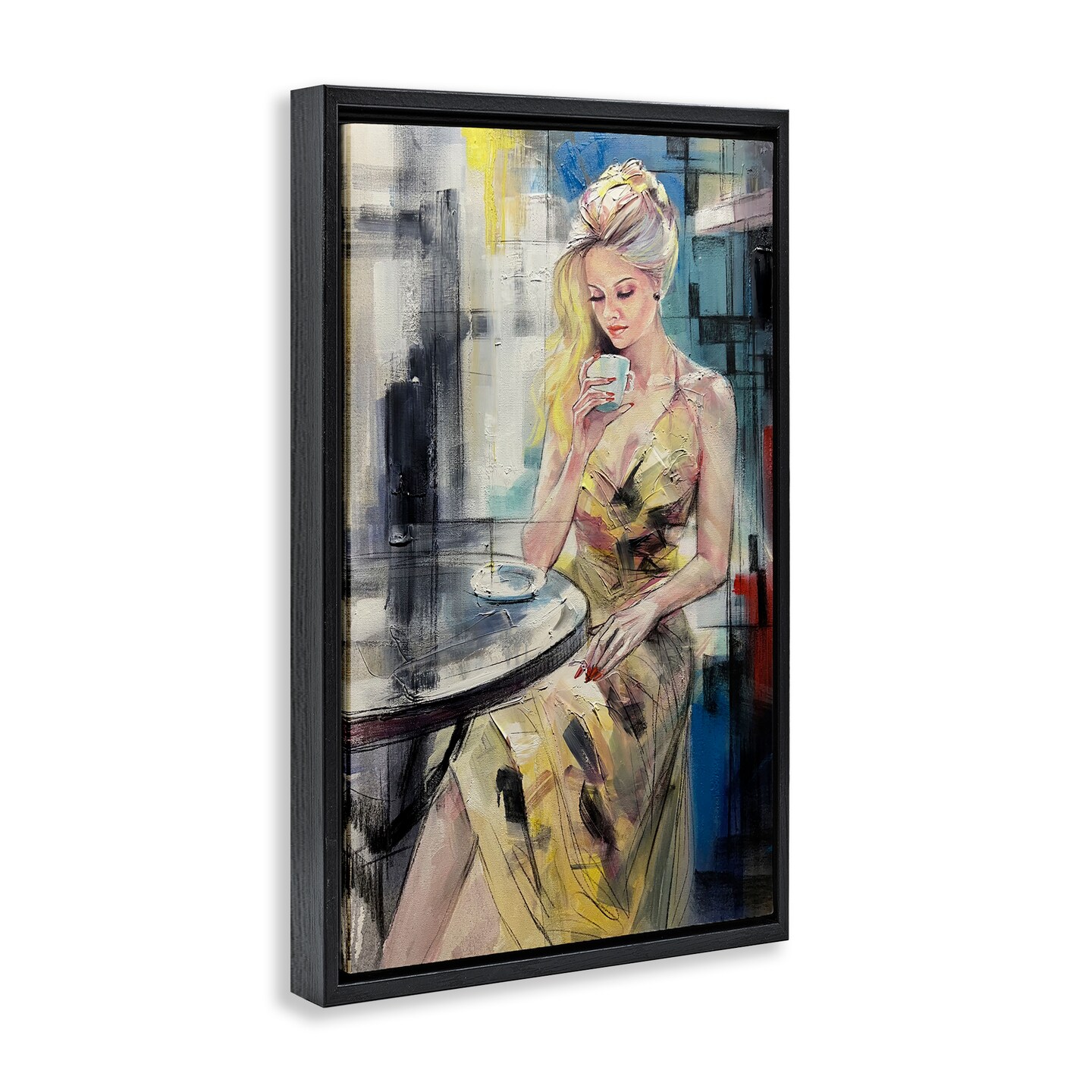 Stupell Industries Elegant Woman at Cafe Floating Frame Design by Lucille Lee