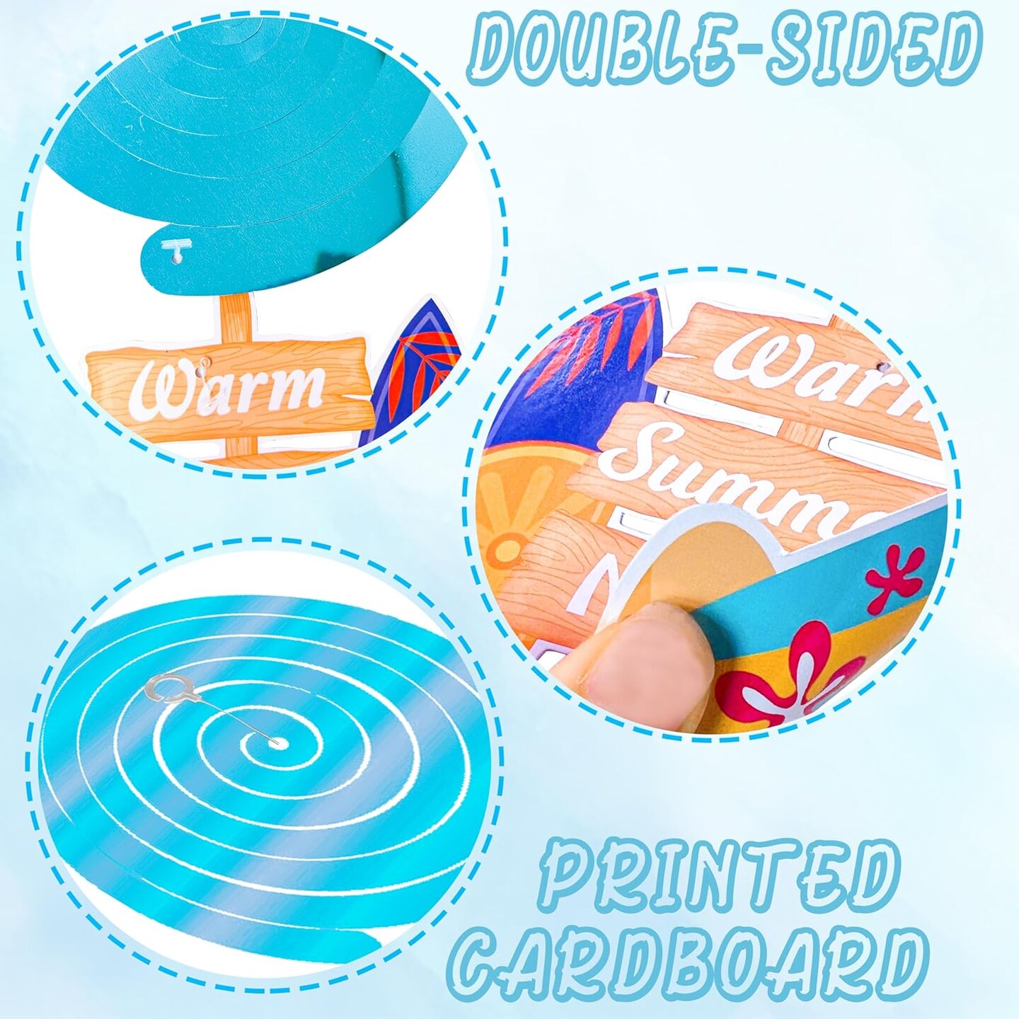 20Pcs Surfboard Theme Party Hanging Decorations Summer Surfing Party Hanging Swirls Surfing Birthday Party Spiral Ornaments for Summer Hawaii Beach Baby Shower Surfing Party Supplies