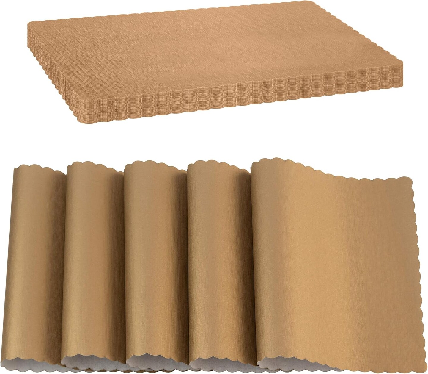 Paper Placemat Disposable, Gold Place Mats with Scalloped Edges, Durable Paper Placemat