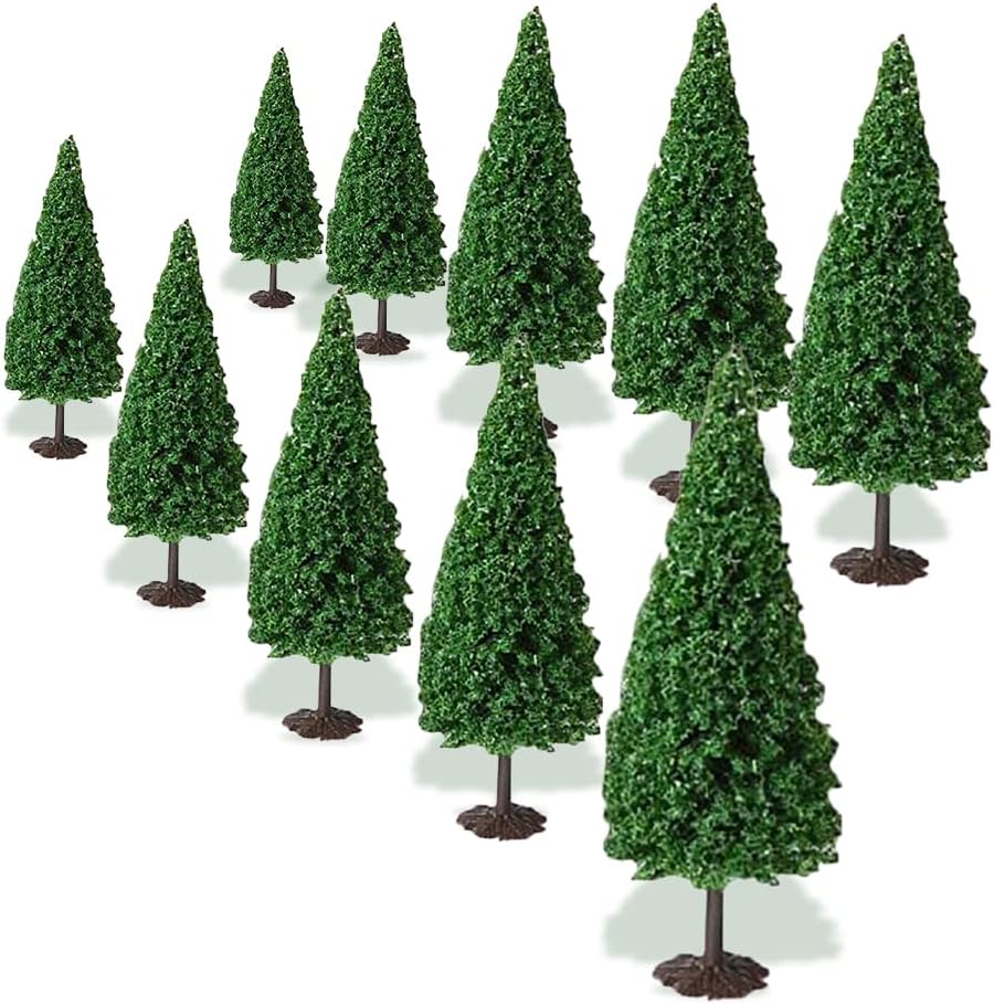 Model Cedar Trees 10PCS Train Scenery Landscape Pine Miniature Diorama Trees Mixed Model