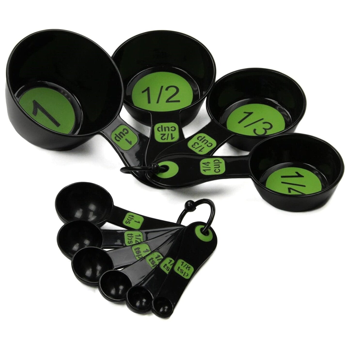 Chef Craft 10 Piece Easy Read Measuring Cups &#x26; Spoons Set - Black / Green