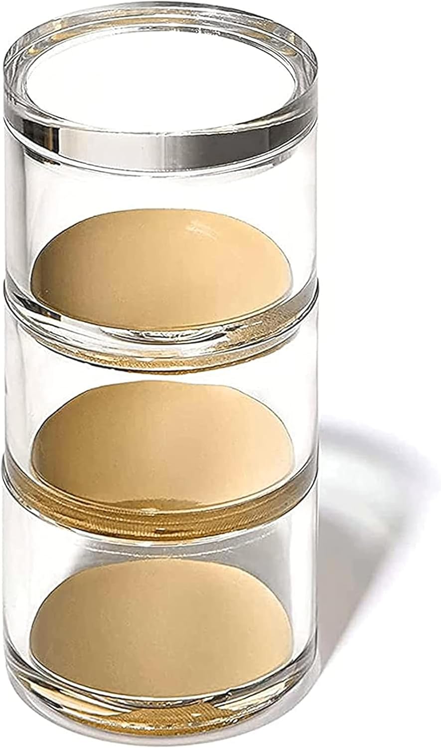 3-Tier Stackable Acrylic Holder- Stylish Desk Organizer and Storage for Office or Home &#x2013; Transparent Round Design with Gold Metal Base
