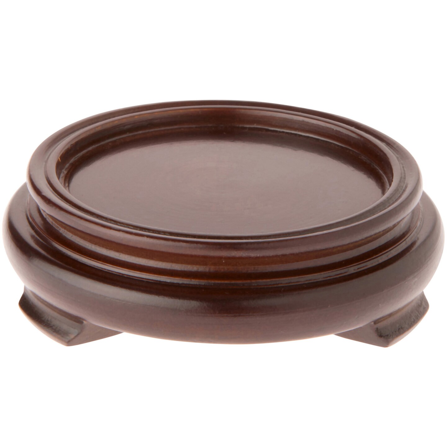 Plymor Walnut Round Wood Veneer Footed Display Base, 3.625" W x 3.625" D x 1.25" H (2.5" Display Diameter)