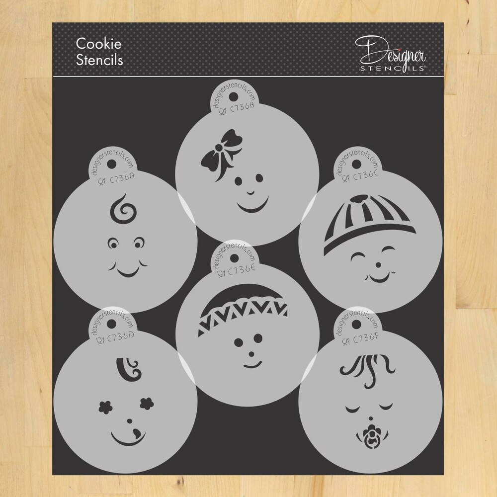 Baby Faces Cookie Stencil Set | C736 by Designer Stencils | Stencils for Royal Icing, Airbrush, Dusting Powder |