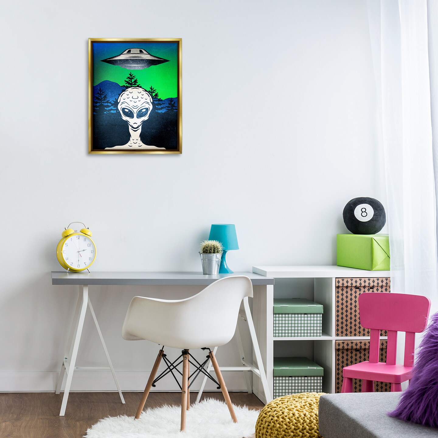 Stupell Industries Alien and UFO Scene Floating Frame Design by Kim Allen