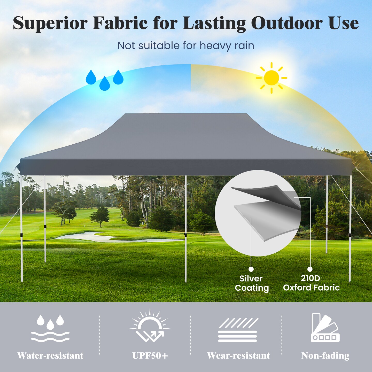 Oxford Pop-Up Canopy Tent with UV and Height Adjustments