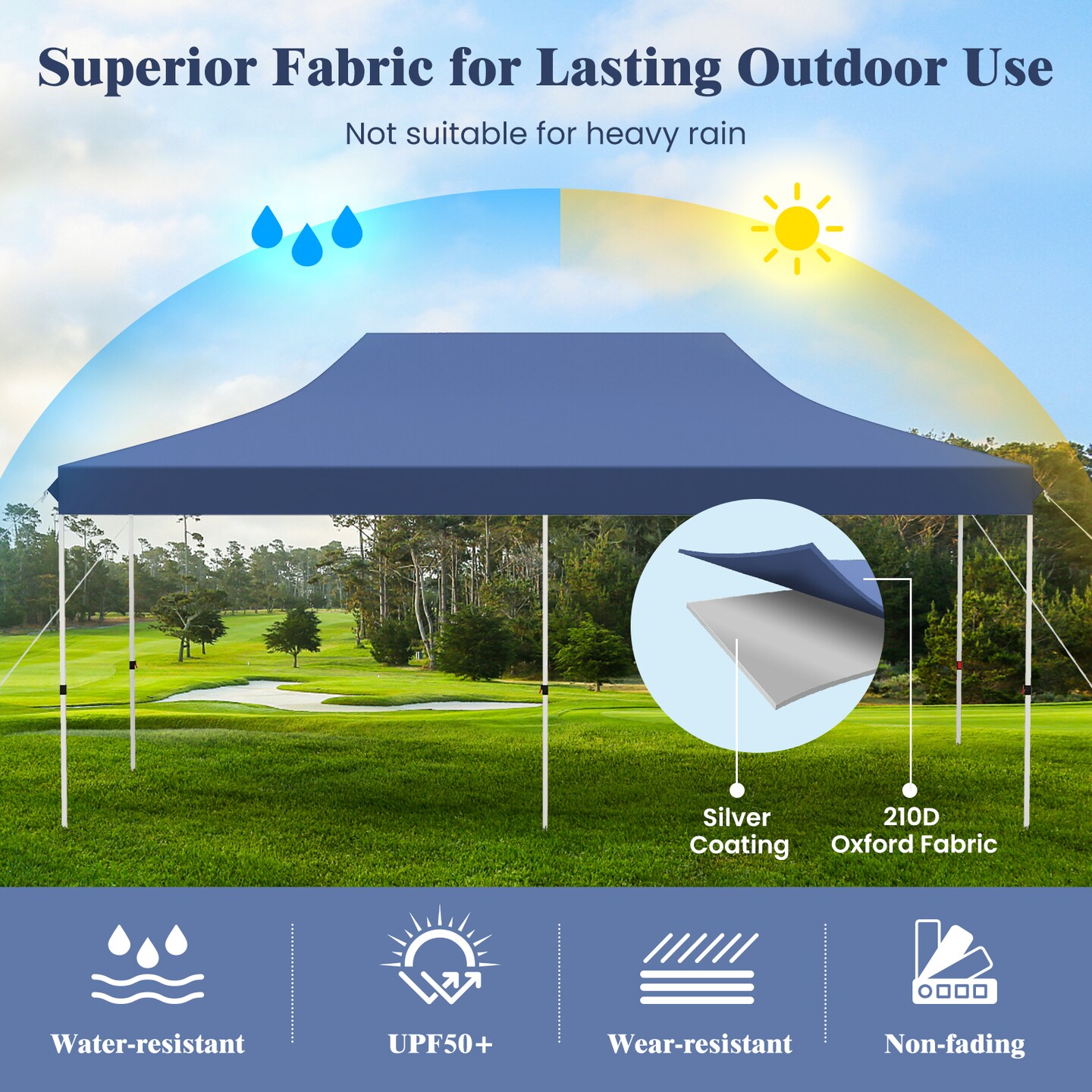 Oxford Pop-Up Canopy Tent with UV and Height Adjustments
