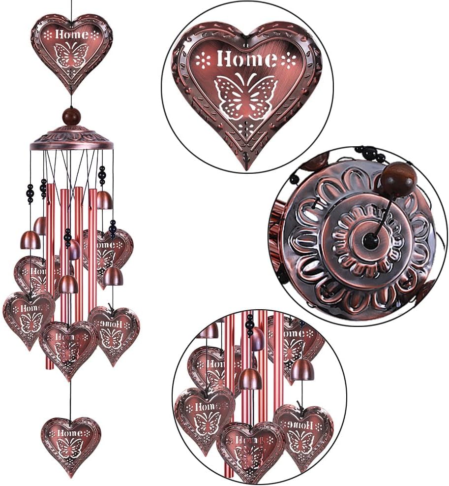Loving Hearts Memorial Wind Chimes Outdoor/Indoor Decor - Mobile Romantic Wind Catcher, Heart Wind Bells, Blessing Windchimes Gifts for Mom, Home, Balcony, Yard, Park, Festival Garden Decoration