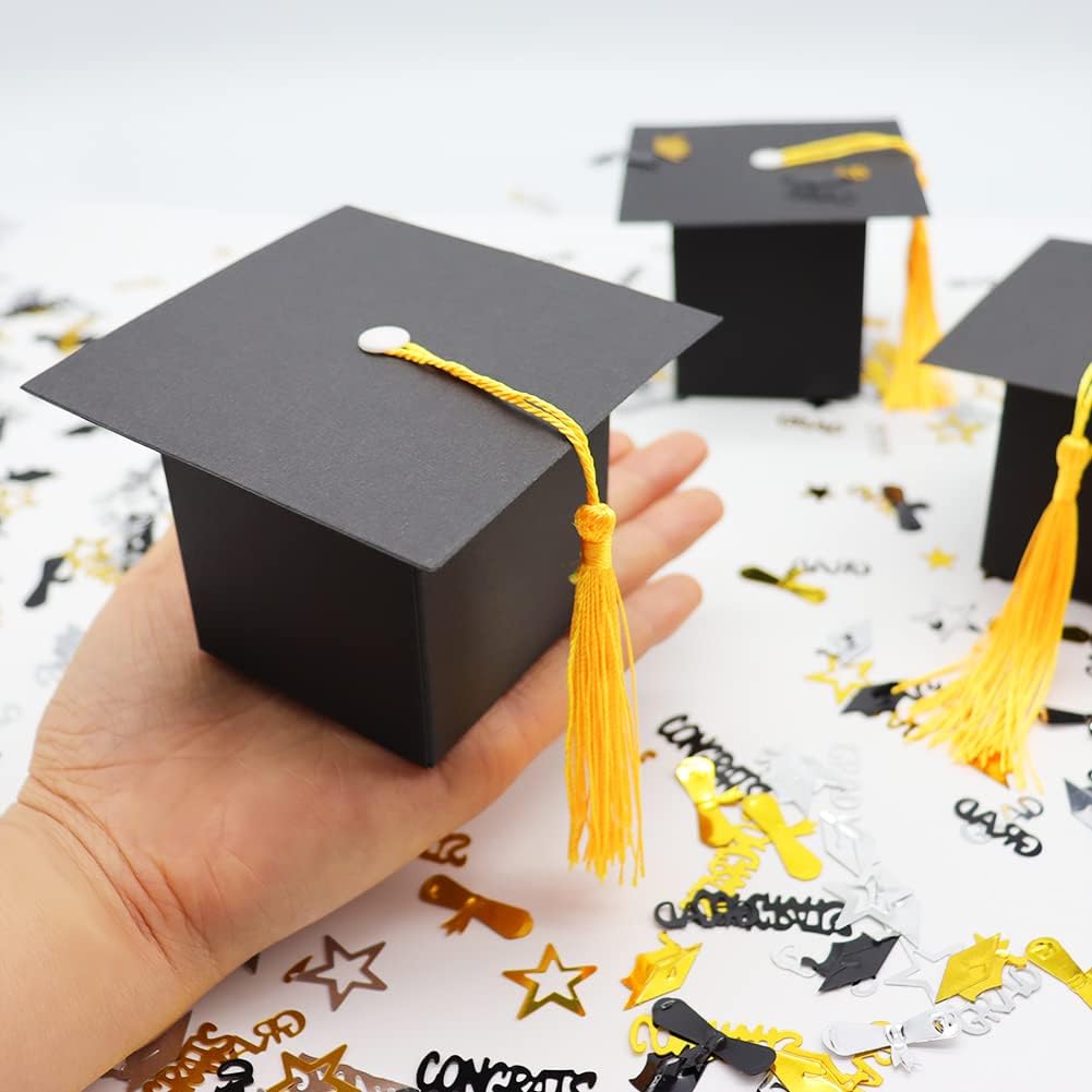 10Pcs Graduation Gift Box for Party - Grad Cap Candy Boxes for Chocolate - Party Favor Decorations