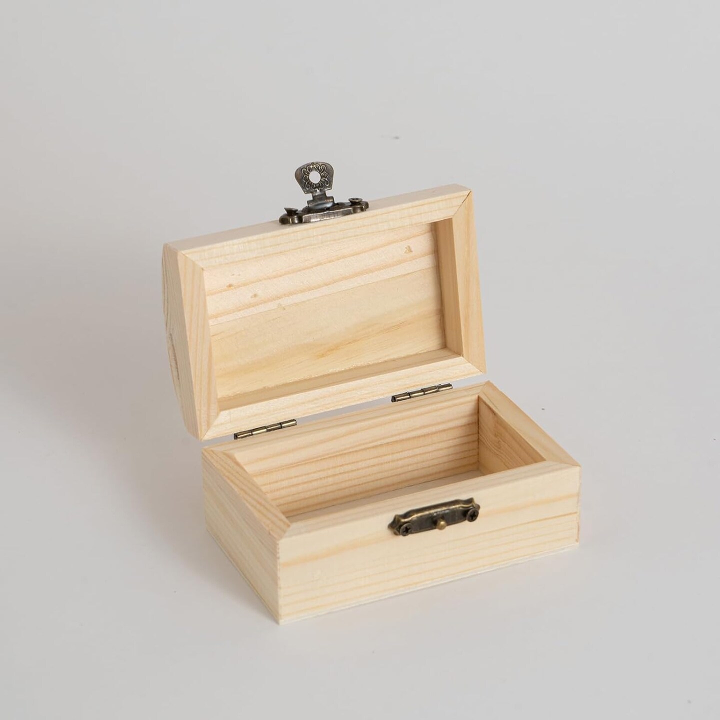 4 Piece (3.5 x 2.1 x 1.8 inches) Small Wooden Box Unfinished Wooden Treasure Box with Lids for DIY Crafts