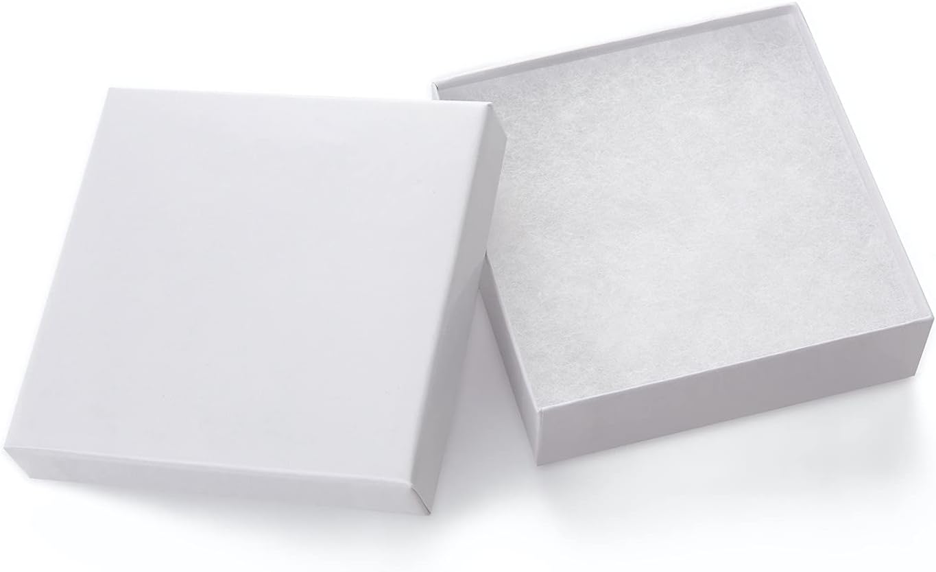 Jewelry Gift Boxes 20 Pack – 3.5x3.5x1 Inch Small White Cardboard Boxes for Earrings, Necklaces, Bracelets, Bangles, and Handmade Jewelry (White)