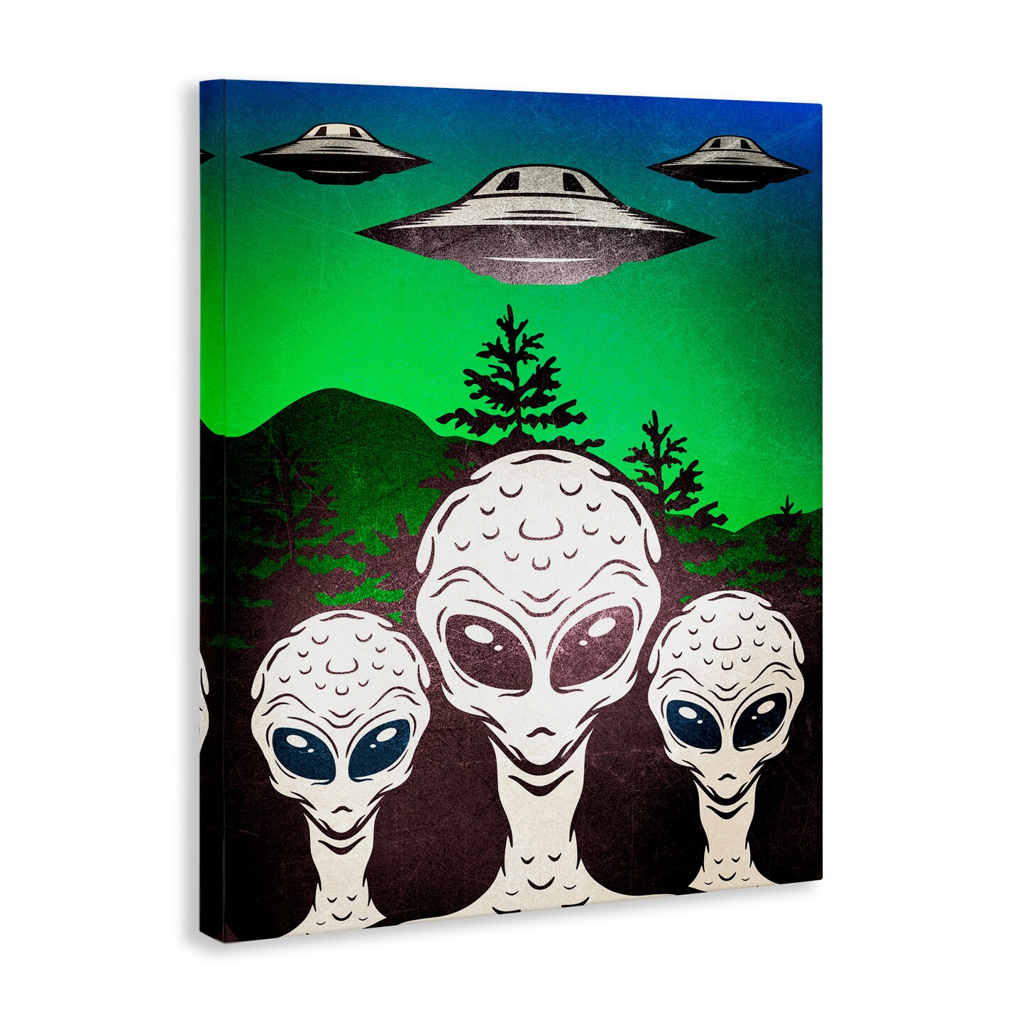 Stupell Industries Vintage Aliens &#x26; UFO Canvas Design by Kim Allen