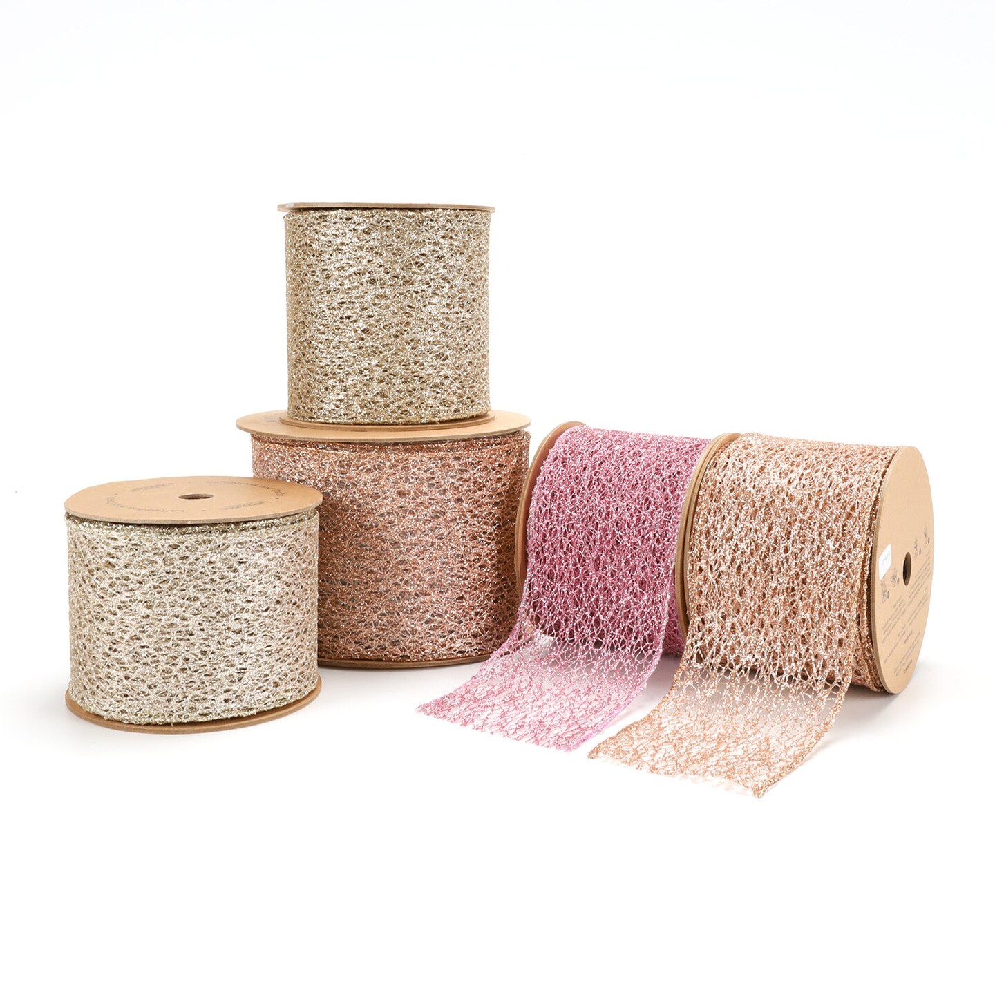 LaRibbons 4&#x22; Mesh Wired Ribbon | Rose Gold | 10 Yard Roll