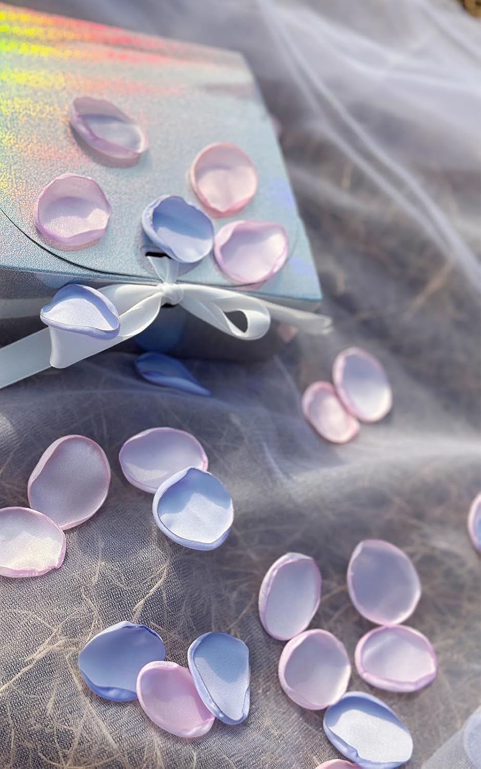 350pcs Silk Pink Purple Blue Rose Bridal Shower Confetti,Wedding Pink Petal Decorations,Flower Girl Wedding Birthday Party Decorations