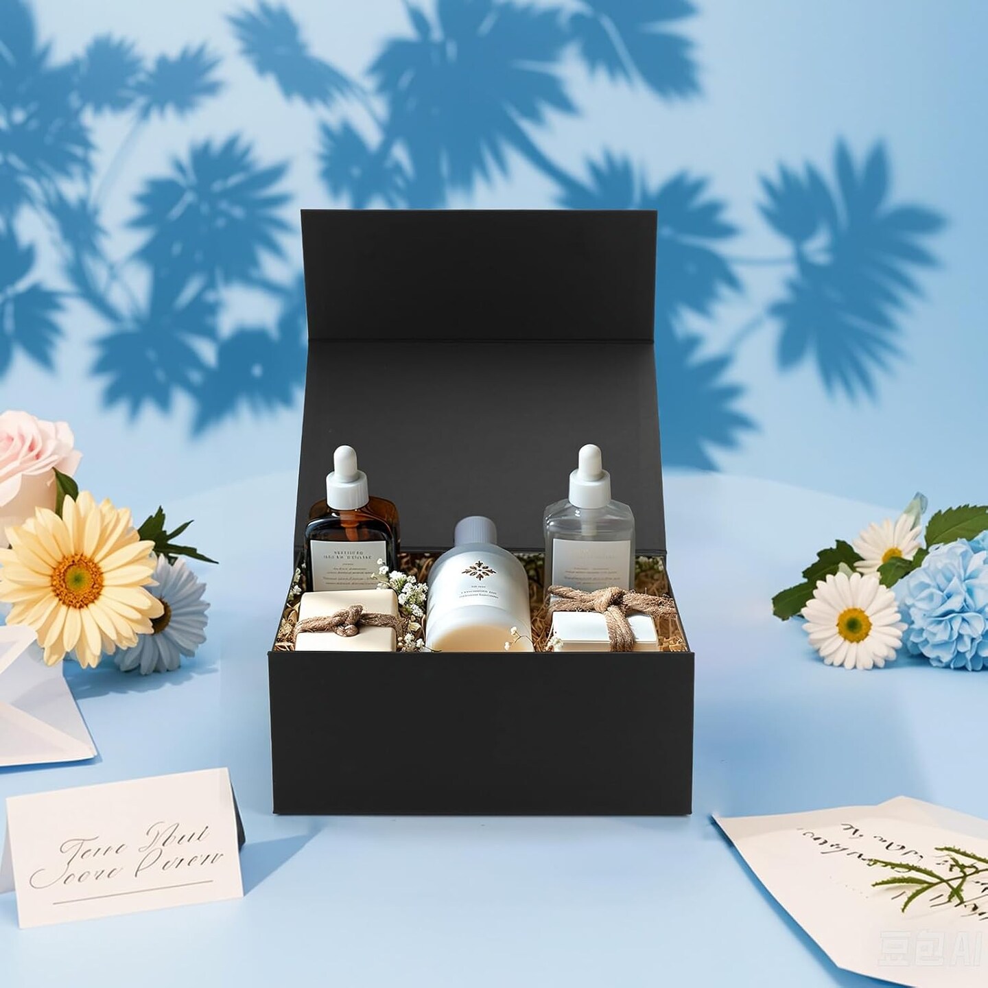 4-Pack Black Magnetic Gift Boxes with Lids (9.5 × 7 × 4 in) – Reusable Luxury Gift Boxes for Weddings, Birthdays, Christmas & Bridesmaid/Groomsmen Proposals (Black)