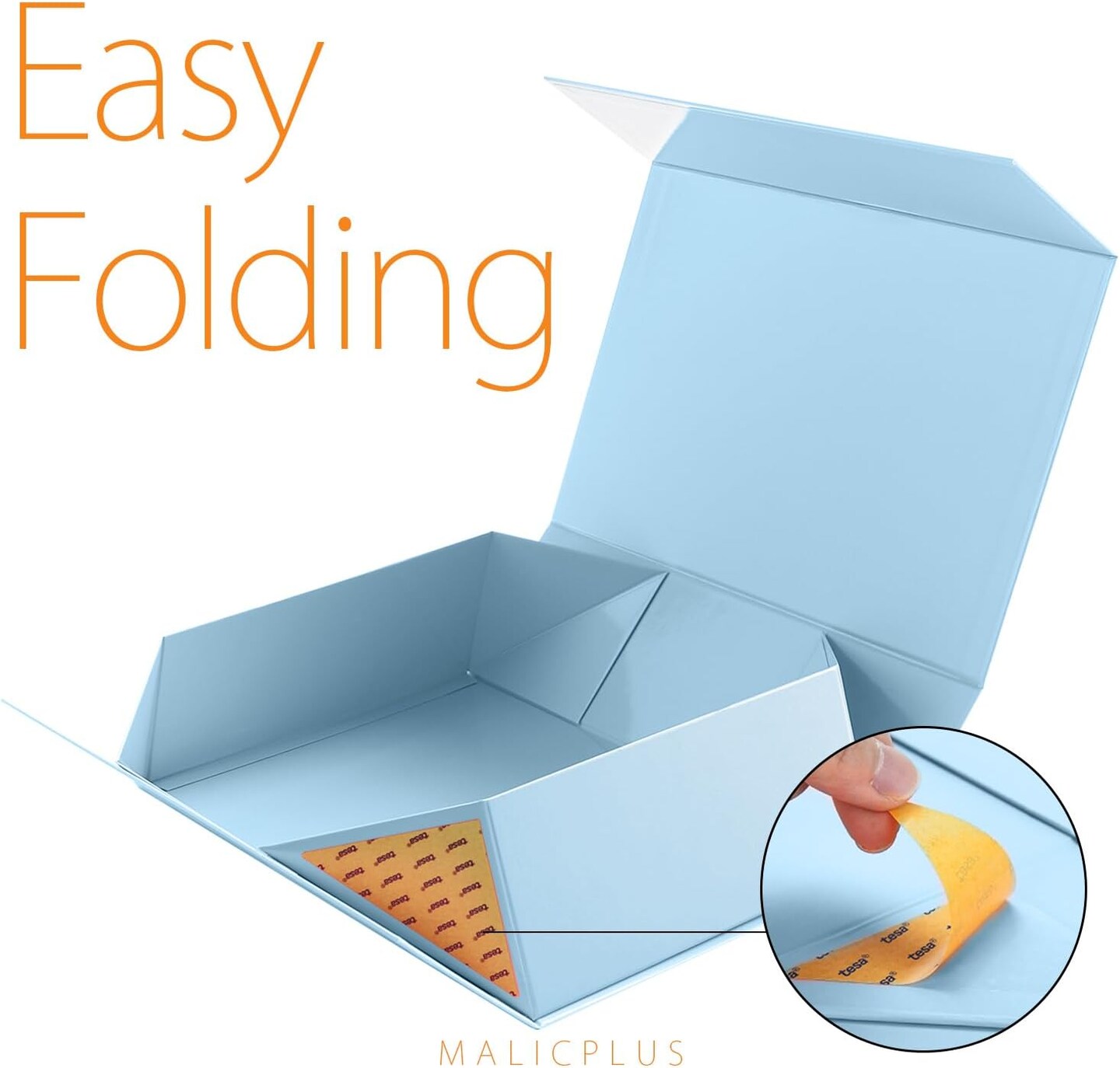 Large Gift Box with Lid 13.5x9x4.1 Inches, Blue Bridesmaid Proposal Gift Box with Magnetic Closure for All Occasion (Glossy Blue)