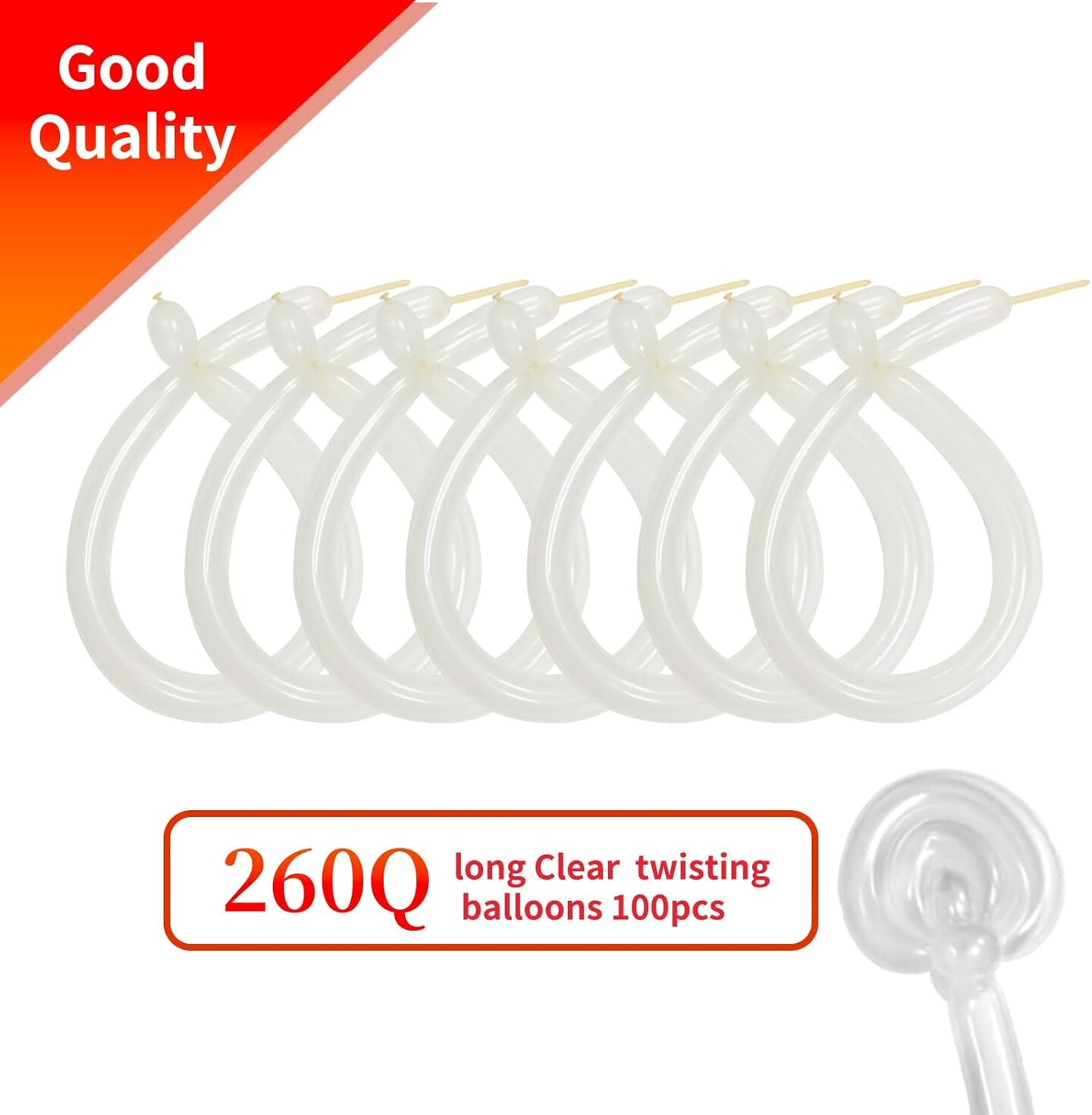 260 Clear Long Balloons for Animals, Thickening Skinny Latex Twisting Balloons for Arch Modeling Magic Clown Birthday Wedding Party Decorations 100pcs