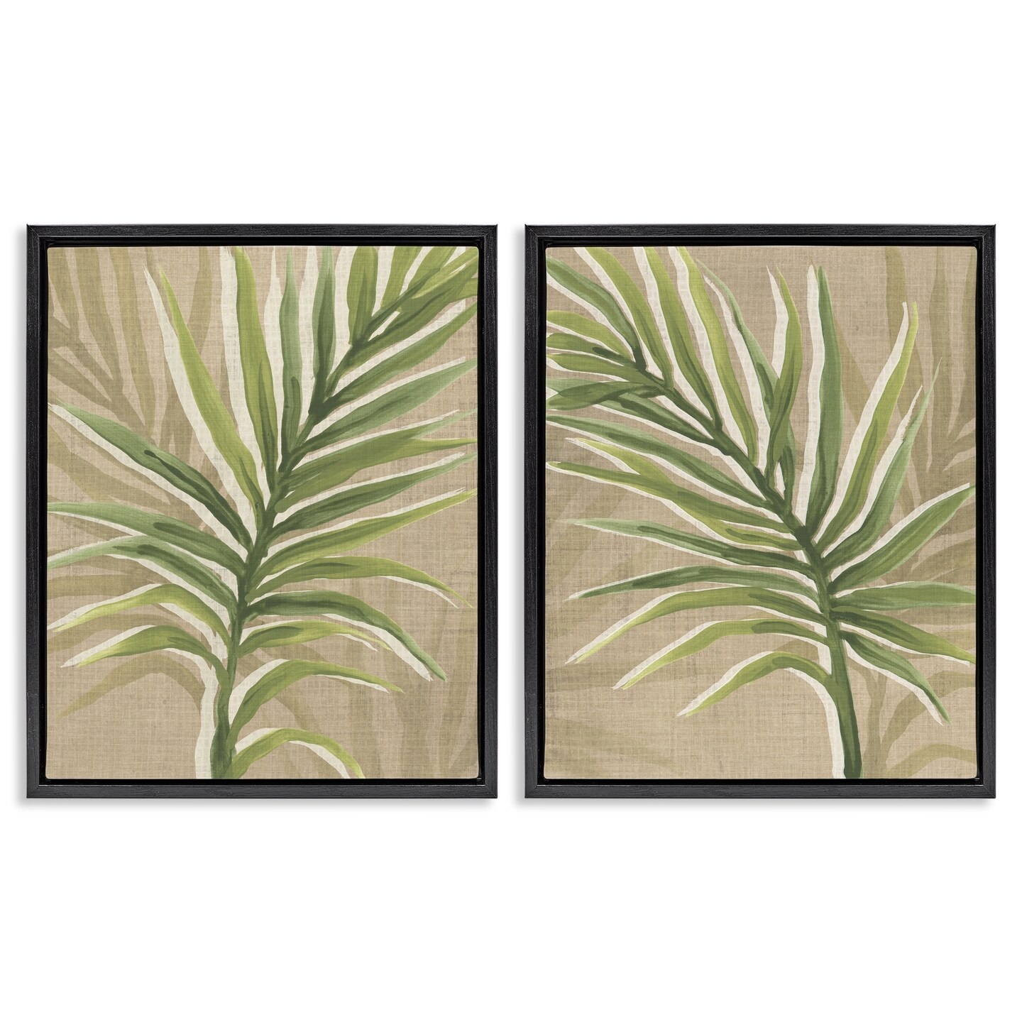 Stupell Industries Natural Palm Leaves 2pc Floating Frame Set Design by June Erica Vess
