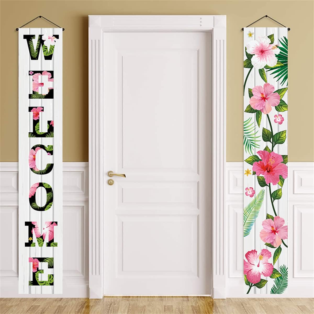 Welcome Spring Summer Porch Banners 70.8 x 11.8 inch,Hawaiian Aloha Porch Sign