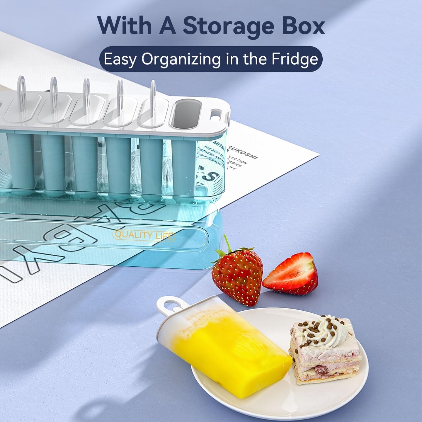 Automatic Pop Out Ice Pop Mold Set With Storage Box, Easy Fill & Release Popsicle Mould Reusable 6 Cavities Popsicle Maker with Popsicle Sticks, Funnel