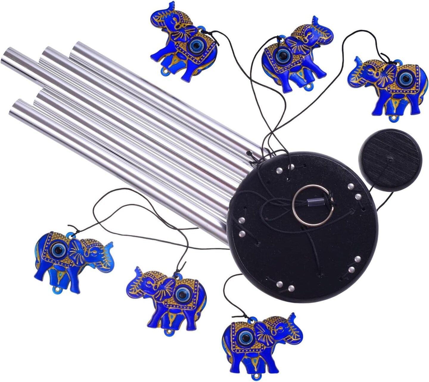 Elephants Wind Chimes Outdoor/Indoor Decoration - Hand-Made Elephant Wind Catcher, Romantic Elephants Chimes, Mobile Blue Elephants Wind Chimes Gifts for Mom, Home,Balcony,Tree,Festival,Garden Decor